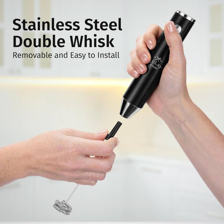 Zulay Kitchen - Wholesale Kitchen tool/gadget - Lux Rechargeable Milk Frother – 2-Speed Handheld, Waterproof8