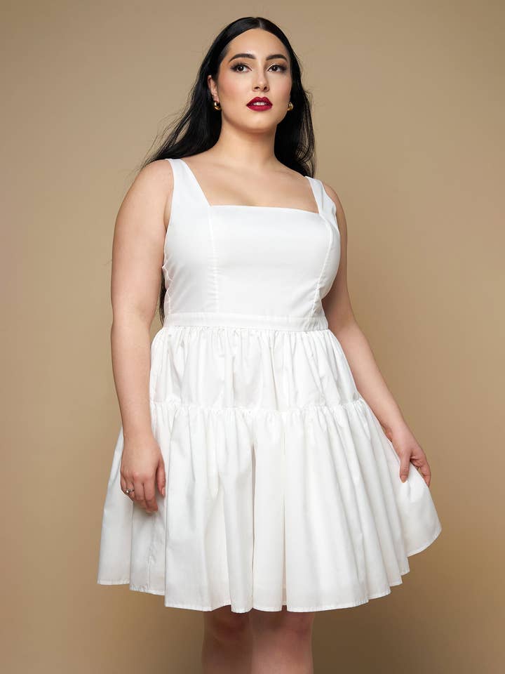 White Peony Corset Mini Skater Dress for wholesale on Faire