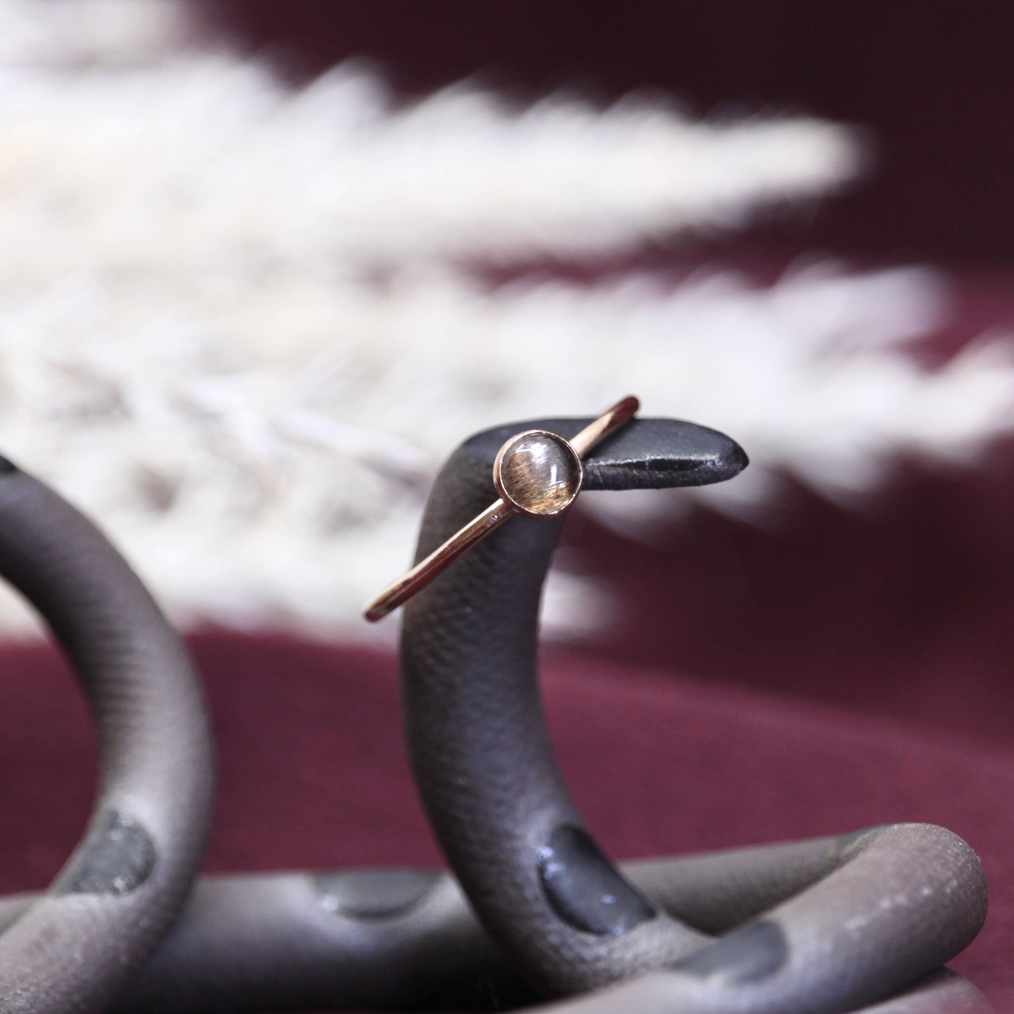 Mineral and Matter – wholesale Single stone/solitaire ring – Black Moonstone Goldfill Ring Dark Stone Gold Filled Band1