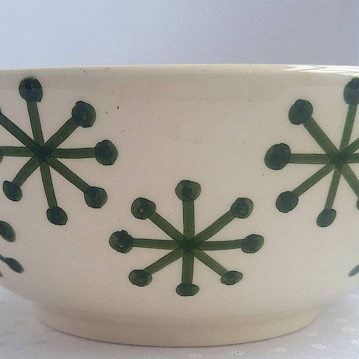 Green STAR ceramic salad bowl 19x8cm for wholesale by Lalla De Moulati