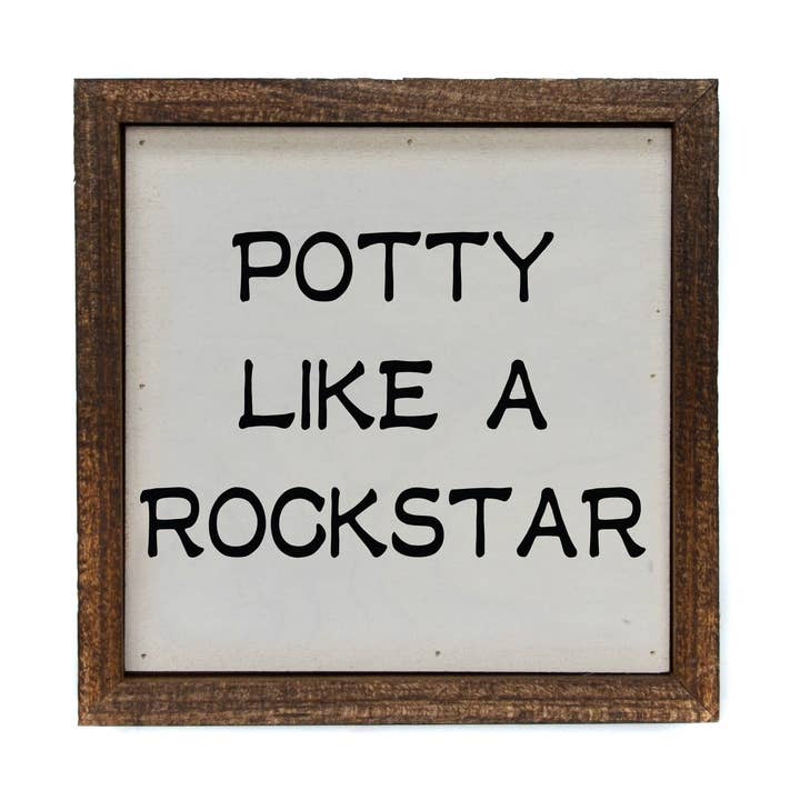 6X6 Potty Like A Rockstar Kids Bathroom Signs for wholesale by Driftless Studios
