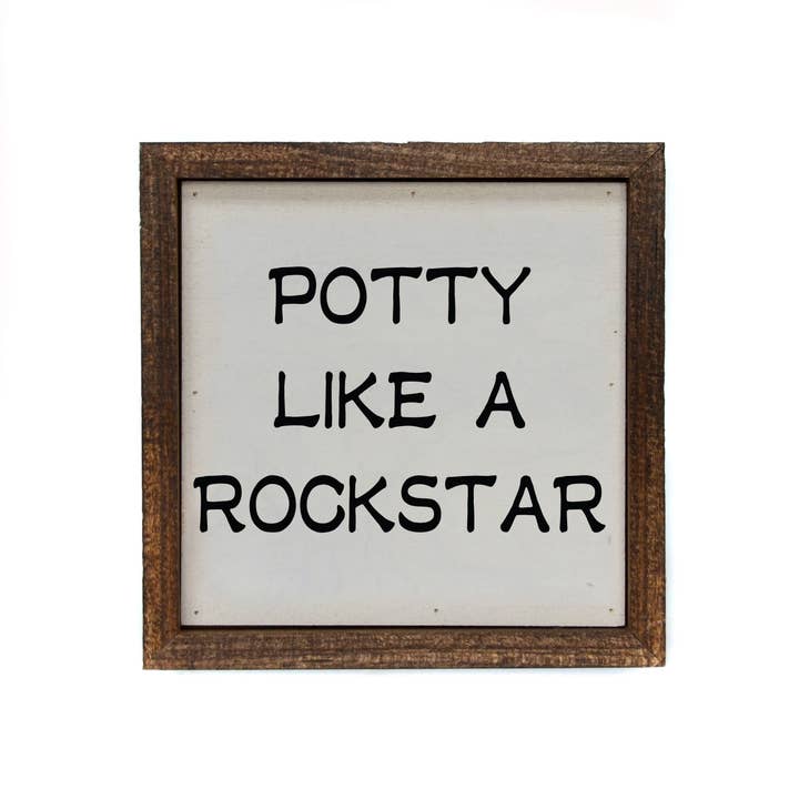 6X6 Potty Like A Rockstar Kids Bathroom Signs for wholesale by Driftless Studios