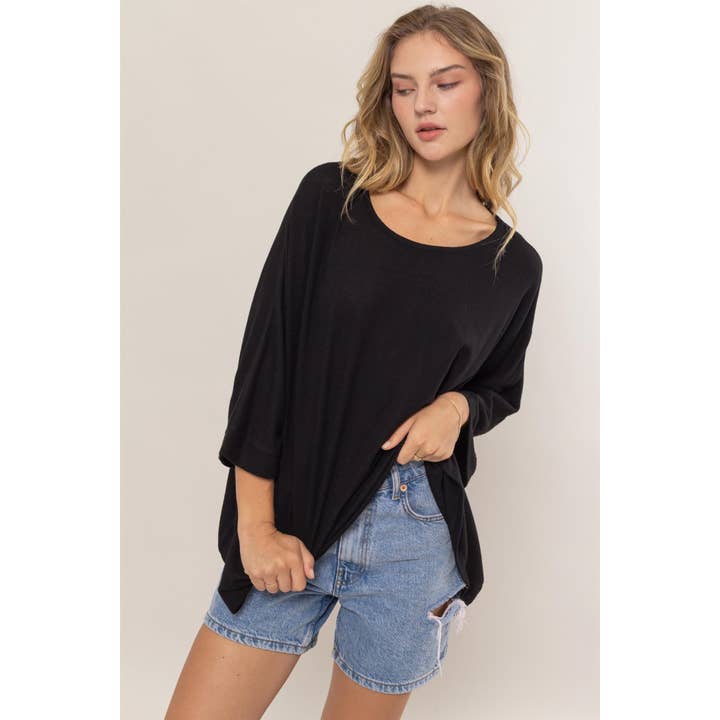 Dolman 3/4 Sleeve Top for wholesale by Double Zero