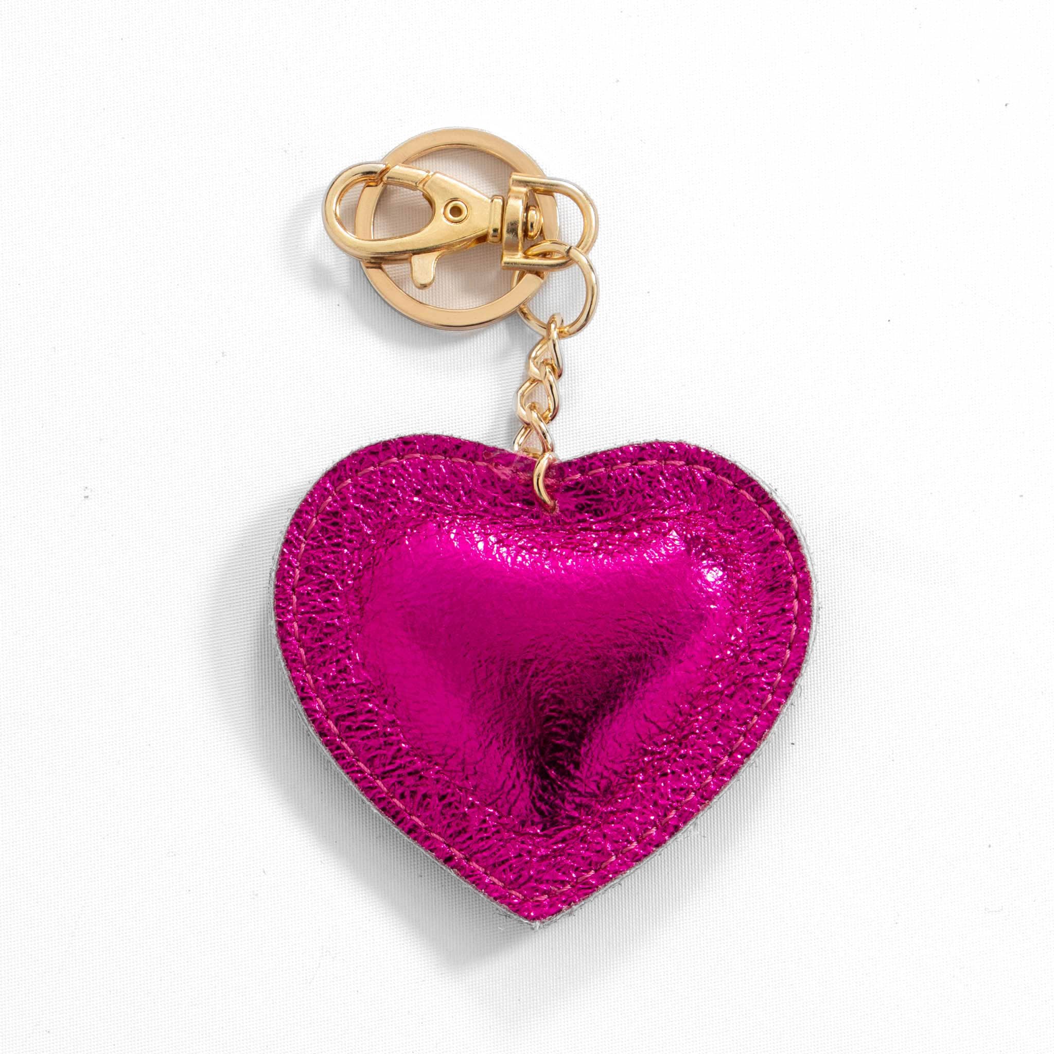 Sarta Pelle - Wholesale Keychain - Women's - Valentina Italian Leather Heart Keyring - Raspberry Metallic0