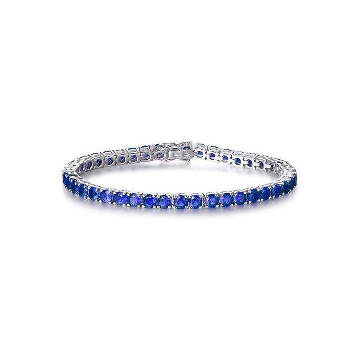 „Royal Wisdom“ blå safir tennis sterlingsølv armbånd for engroshandel hos Fanci Me Jewelry
