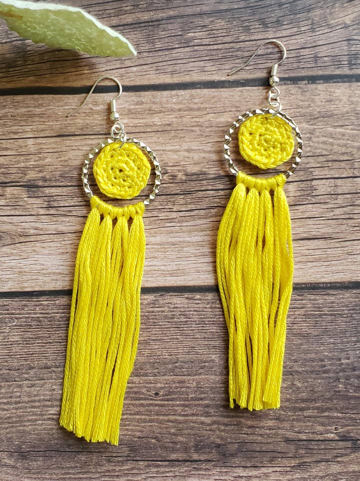 Boucles d'oreilles pampilles tropicales pour la vente par Sysaic Knotz