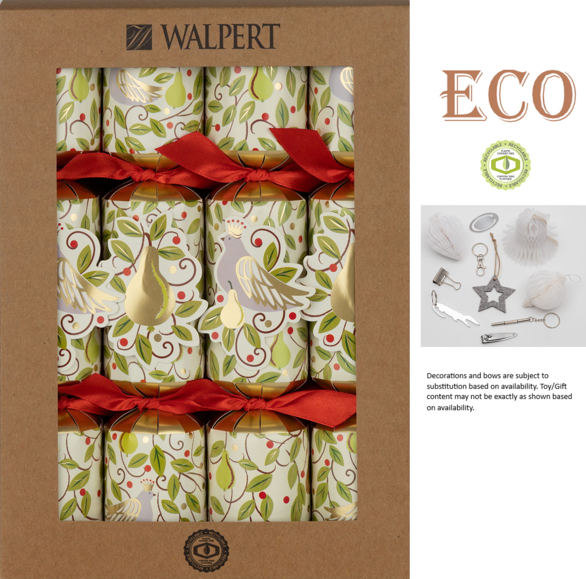 Silver Tree Home & Holiday - Wholesale Party Favor - 4444-02: 10in 8ct Partridge & Pears (ECO2)0