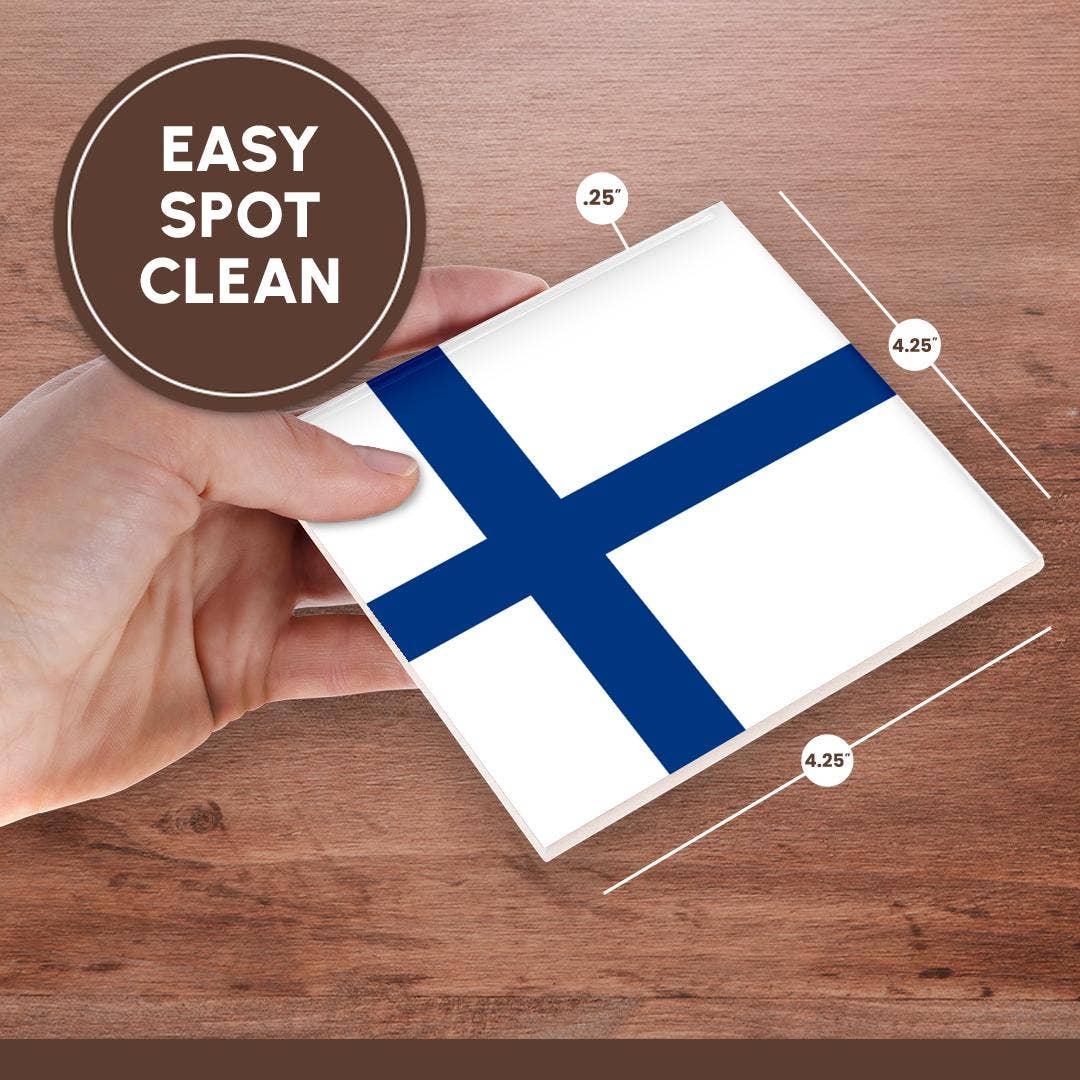 3dRose – Großhandel Untersetzer – 3dRose, Flagge von Finnland - Finnisches blaues Nordisches Kreuz auf weiß - Skandinavisches Kreuz - Europa Skandinavien Welt, Untersetzer6