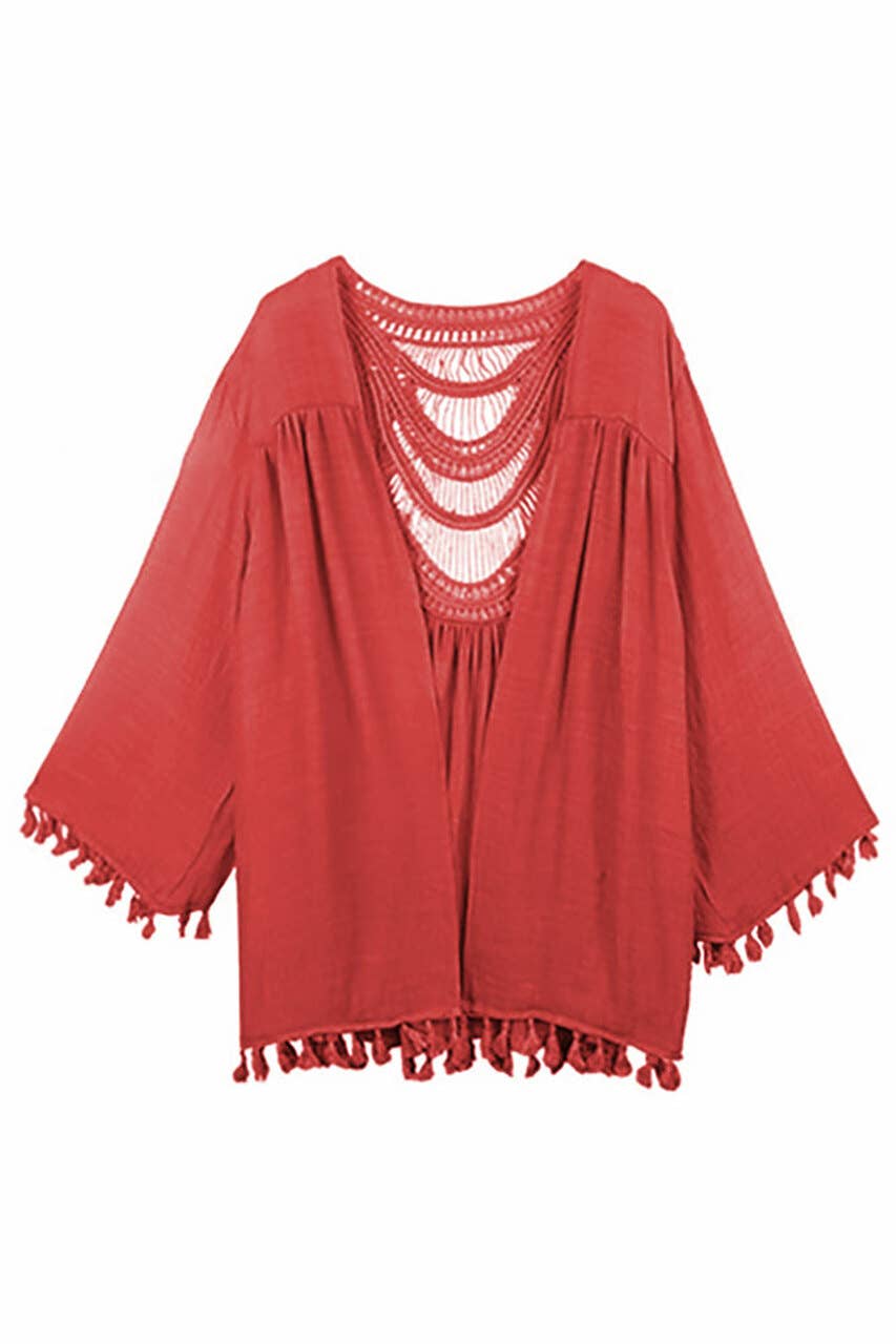 Hana – wholesale Cardigan – Women’s – Solid Cardigan With Tassels2