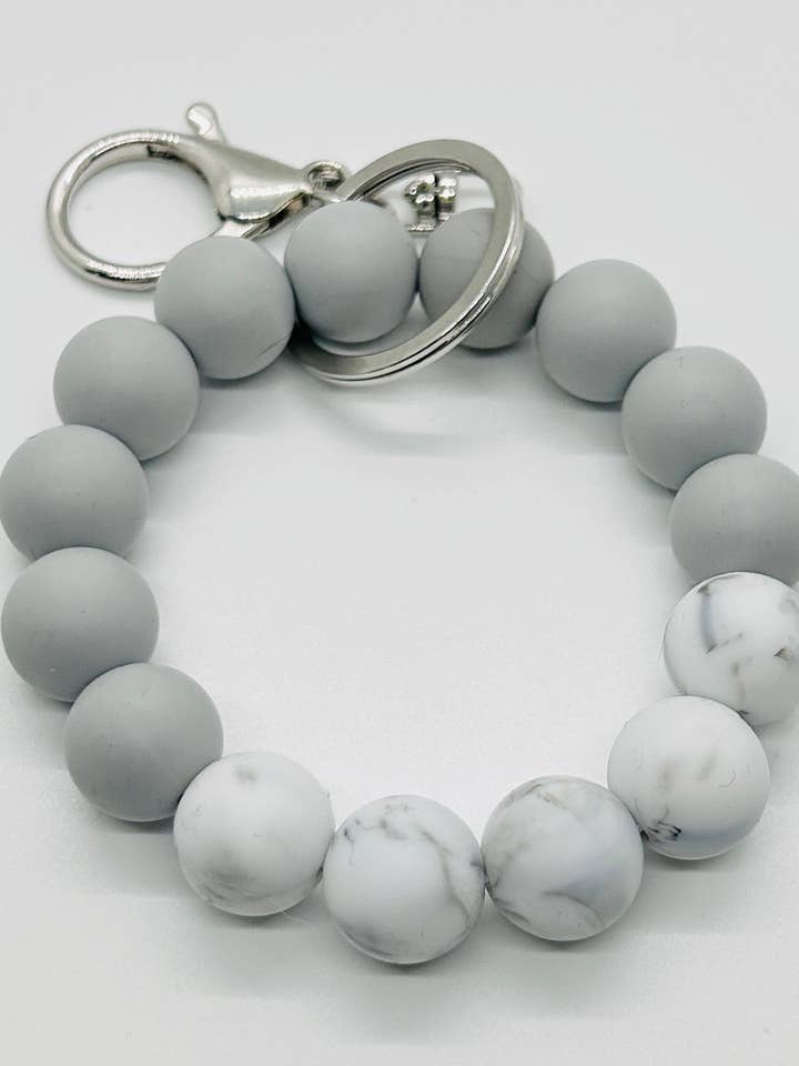 Marble Beaded Wristlet Keychain for wholesale by Sidekick Keychain Supply