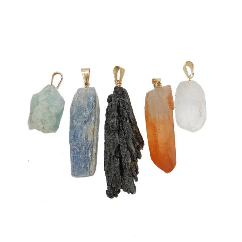 Jewelers Paradise - Wholesale Individual Charm/Pendant - Blue Kyanite Freeform Pendant Gold or Silver Plated Bail4