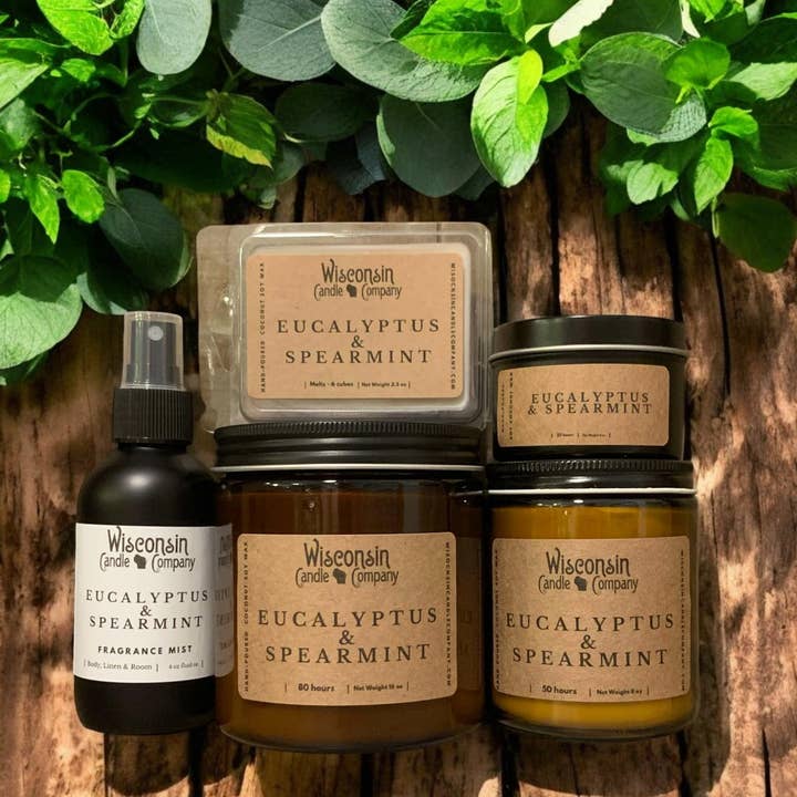 Wisconsin Candle Company - Wholesale Jar/Filled Candle - Eucalyptus & Spearmint - Spring / Summer Seasonal