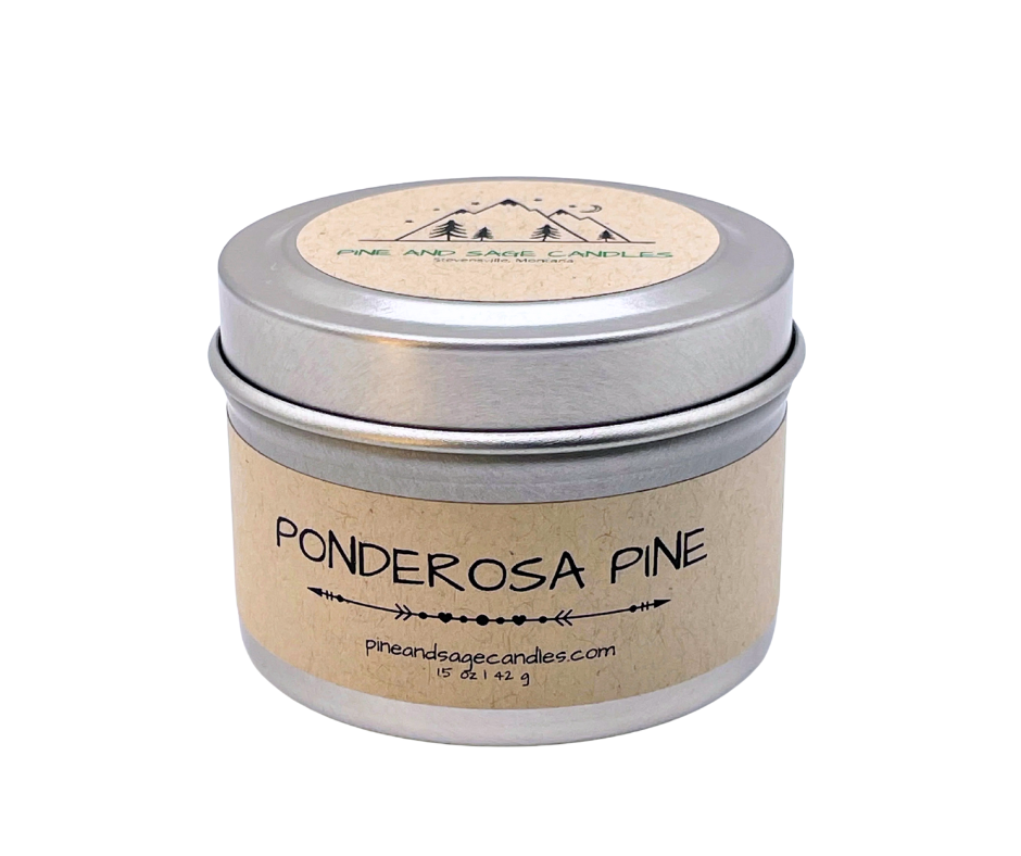Pine and Sage Candles - Vente Bougies de voyage - Pin ponderosa - Bougie en boîte noire mate de 6 oz7