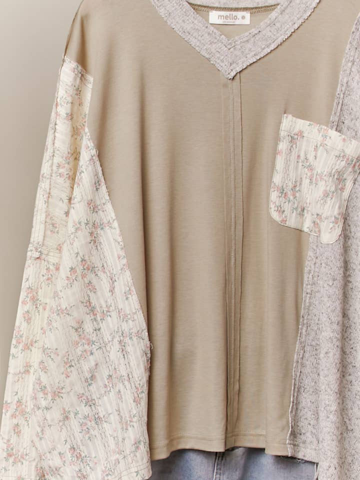 Multi Vintage Patchwork Pullover Top for wholesale on Faire