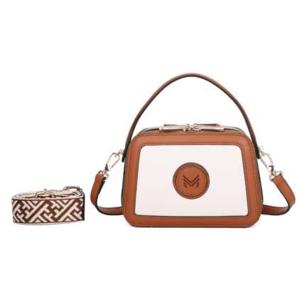 VeraMay - Wholesale Crossbody Bag - Women's - Jeani Brown/Beige Vera May Vegan Leather Handbag