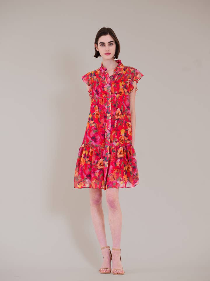 ABITO CORTO CON MANICHE A FARFALLA E DETTAGLI PLISSÉ per la vendita all'ingrosso da parte di Julia Jordan