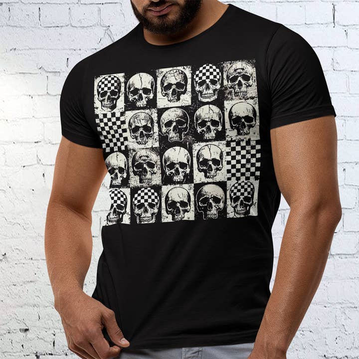 Checkerboard Skull Tee for wholesale by Gibbso