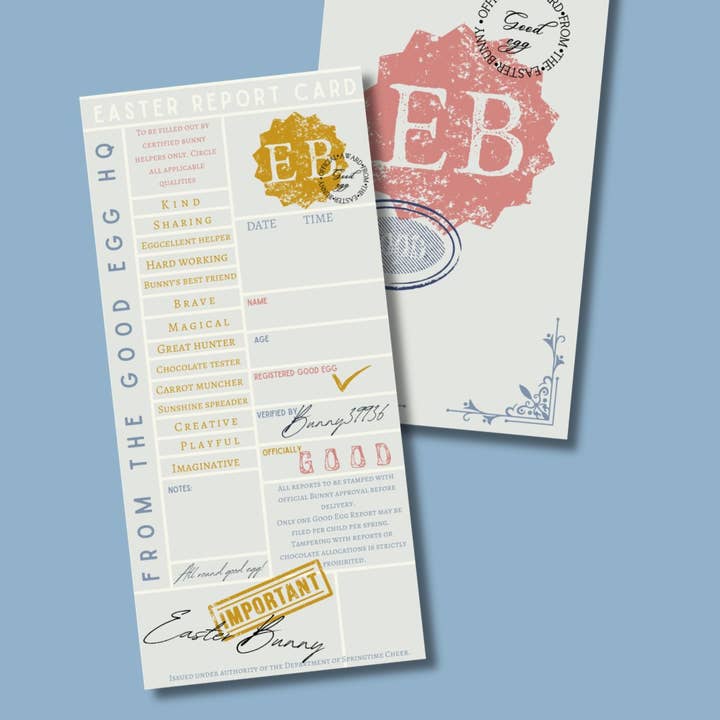 Easter Bunny report cards - Good egg for wholesale by soch and co