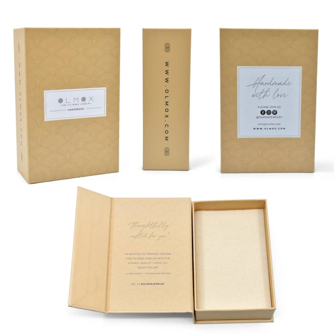 Olmox - Fine Filigree Jewelry - Venta al por mayor Pendientes colgantes - PENDIENTES MEDIANOS DE PLATA CON FORMA DE ALBAHACA Y FILIGRANA3