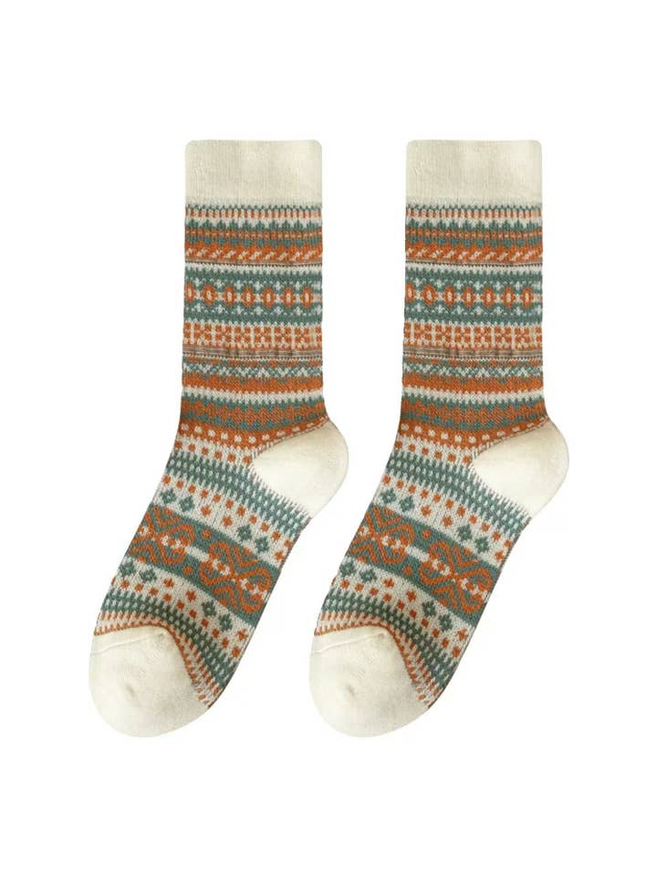 Sweetkama - Wholesale Socks – Women's - Ladies Vintage Bohemia Totem Knit Socks SKASC417711