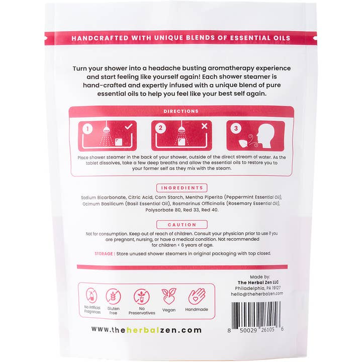 The Herbal Zen - Wholesale Shower Steamer/Bomb - Head Hug Shower Steamers | Tension Relief & Stress Support6