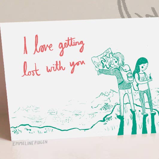 Emmeline Illustration - Wholesale Love Card - I Love Getting Lost With You Greeting Card