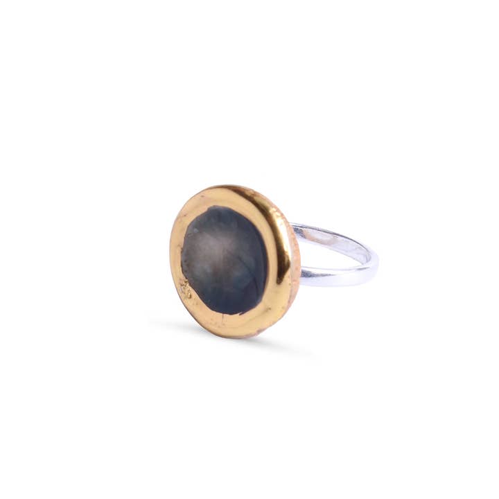 Handmade Black Eclipse Adjustable Ring for wholesale by Habulous