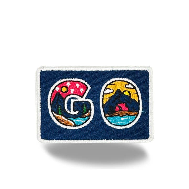 GO Adventure Iron On Embroidery Patch for wholesale by Northern Icons Creations INC