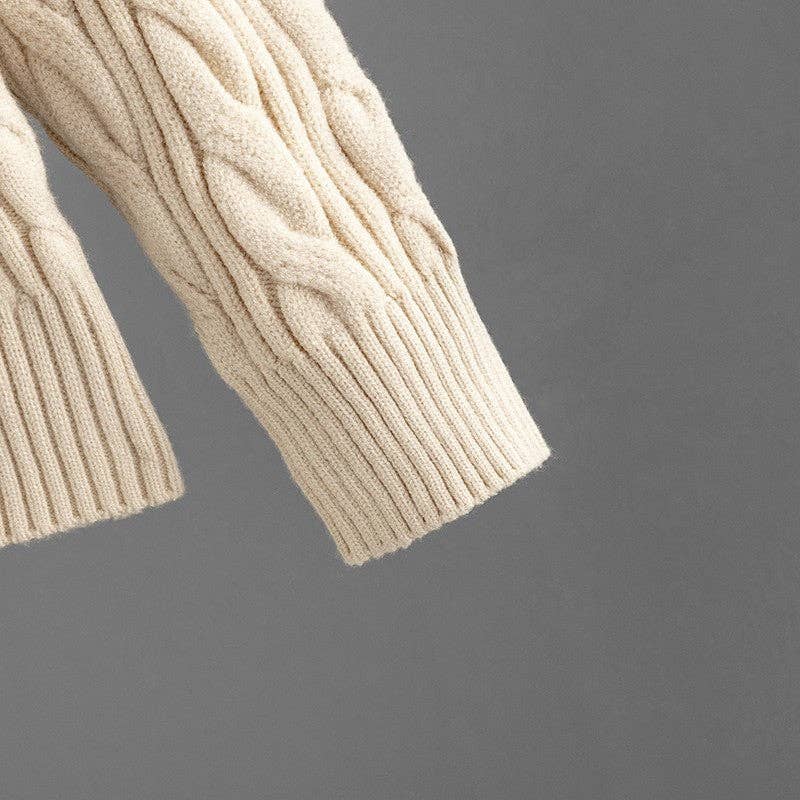 Sheer Trend - Vente Ensemble haut et pantalon (PAS d'intérieur) - Femme - Ensemble Pull à Col en V en Maille Câble et Pantalon à Jambes Larges4