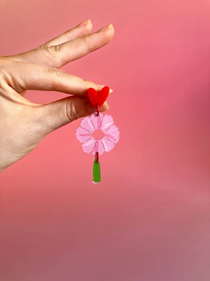Botanical Wearables- Carnation Earrings for wholesale by Westmount Art UK