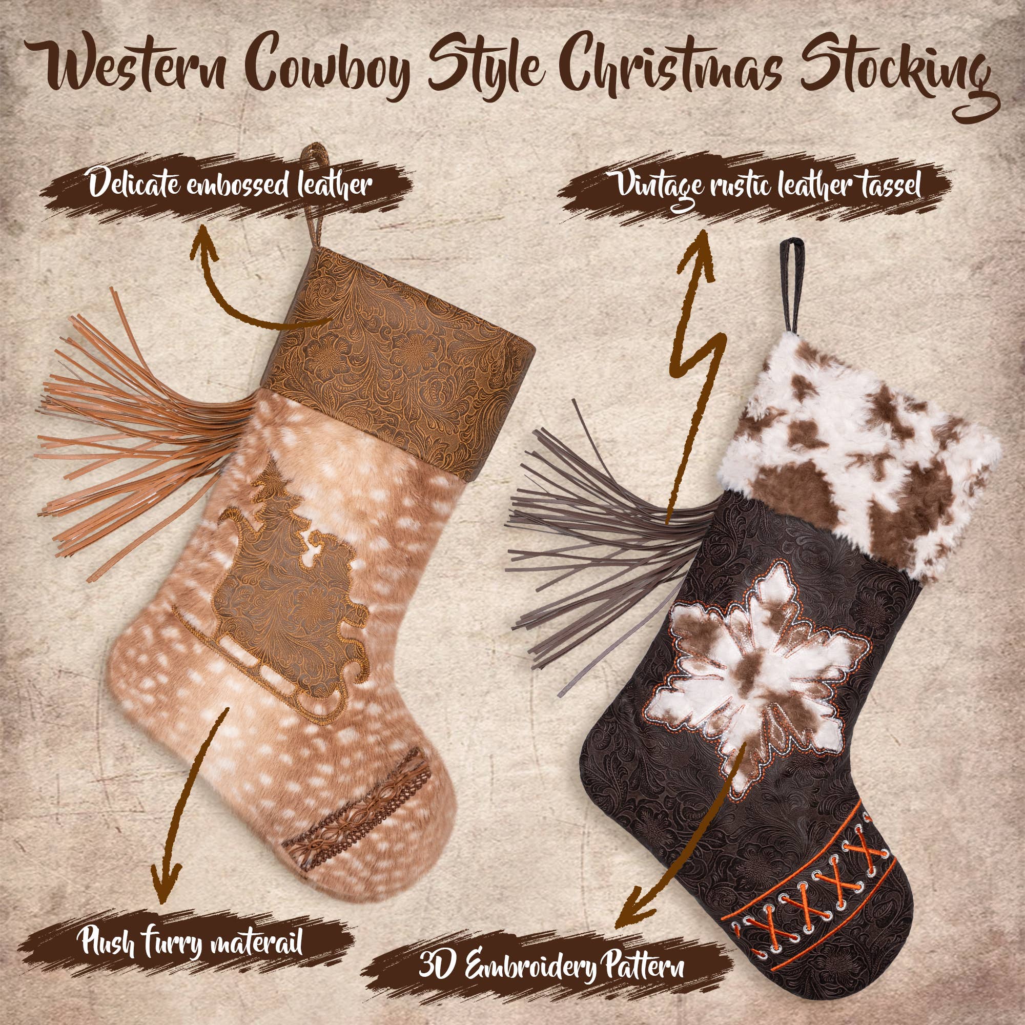GEXWORLDWIDE – wholesale Holiday Stocking – New Western Cowboy Embroidered Christmas Stocking8
