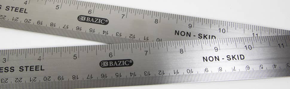 BAZIC Products - Wholesale Ruler - Stainless Steel Ruler w/ Non Skid Back 12" (30cm)6