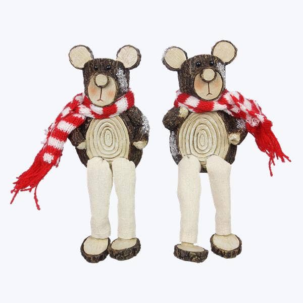 Resin Wood Bark Finish Bear Shelf Sitter, 2 Ast. for wholesale by Young's