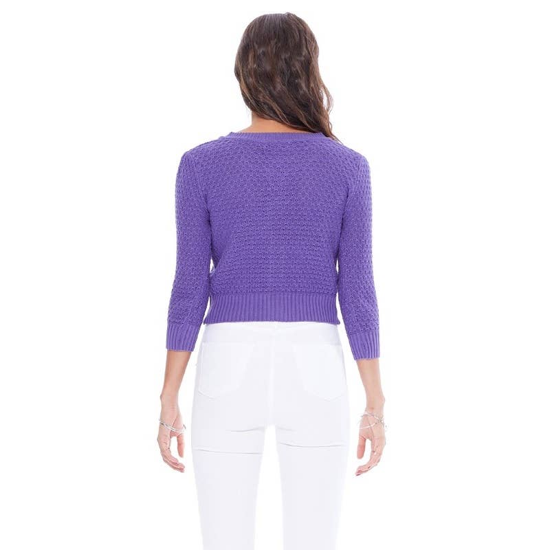 Mak – Engroshandel Cardigan - Dame – Mak 3/4-ærmet kort strikket cardigan med rund hals MK351421