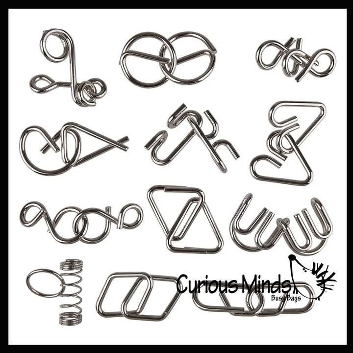 Curious Minds Toys - Wholesale Toy set – Kids - 1 Mini Metal Wire Brain Teaser Puzzles - Individually Wrappe3