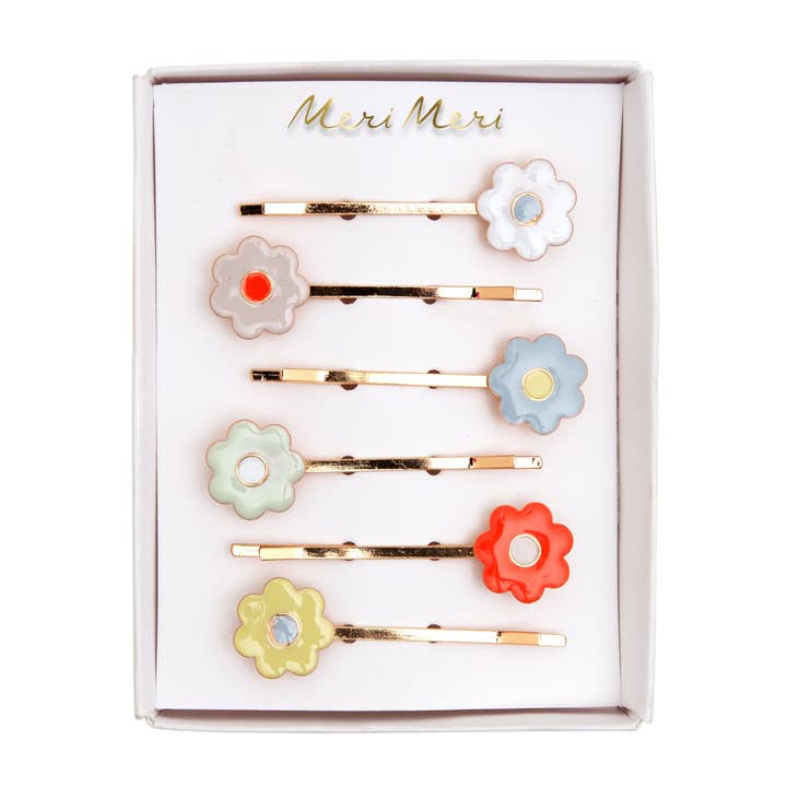 Daisy Enamel Hair Slides for wholesale by Meri Meri