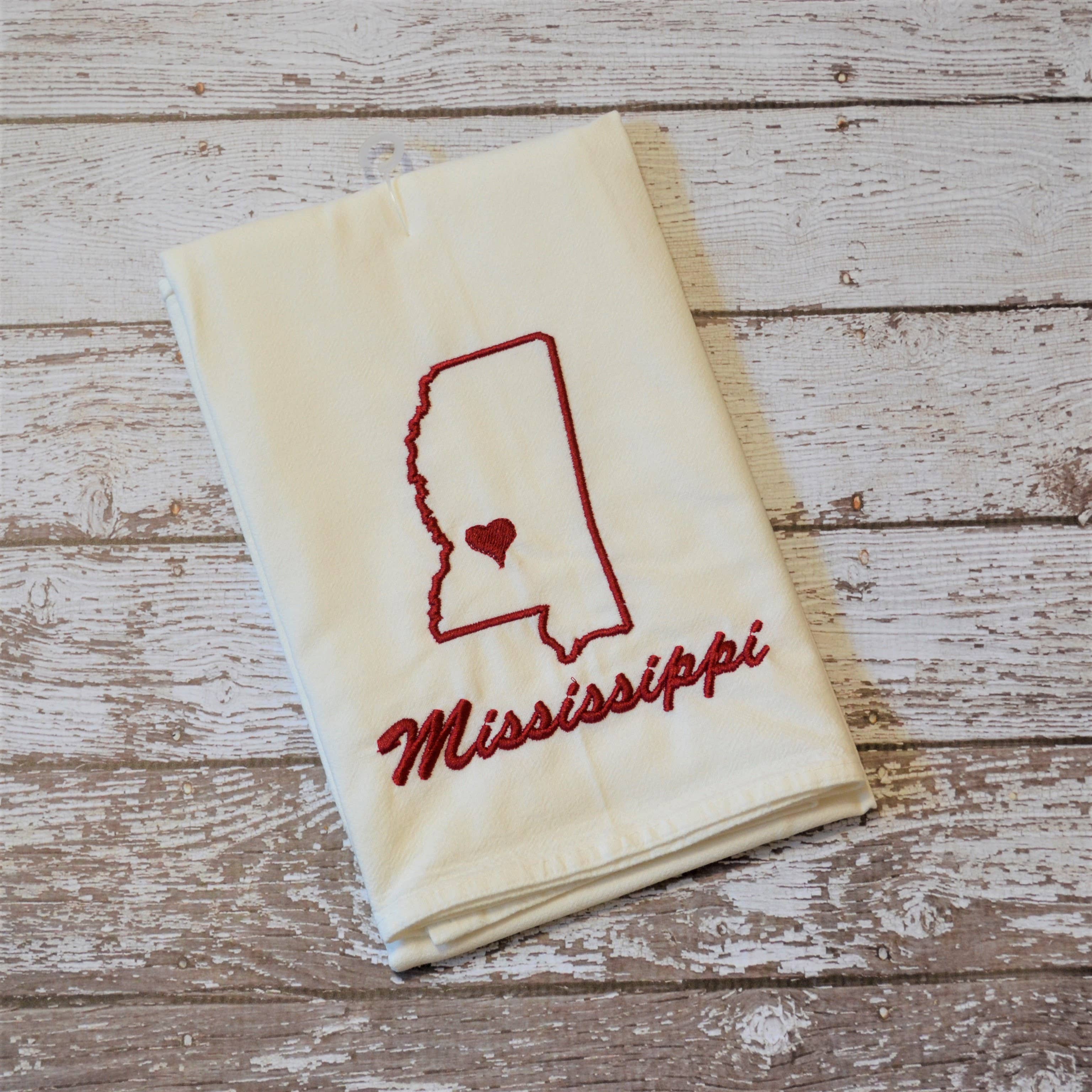 SewMuchMoreStore - Wholesale Tea Towel - State Tea Towel - Red - Embroidered Floursack Towel23