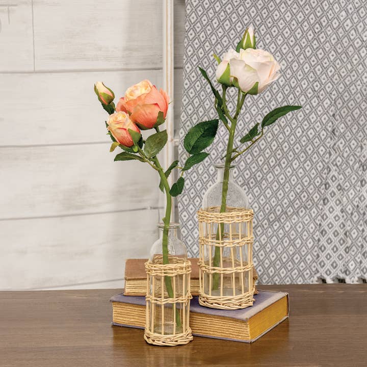 Col House Designs – Engroshandel Apotekerkrukke – Hvid pilindpakket glasflaske - 8,5“2