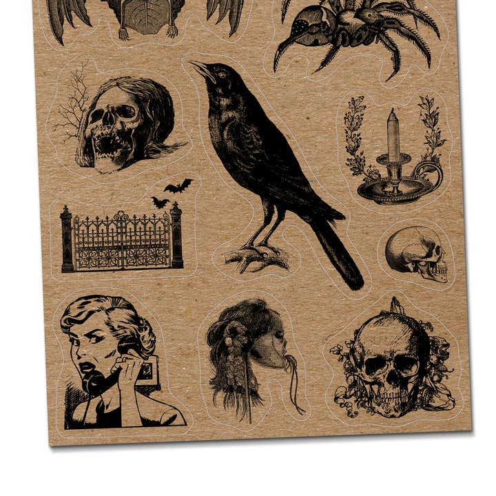 BoyPilot Goods - Wholesale Sticker - Vintage Spooky Kraft Sticker Sheet - Halloween Horror Creepy