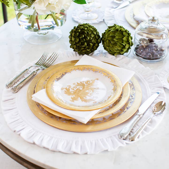 Arte Italica & Crown Linen Designs - Wholesale Dinner Plate - Vetro Gold Dinner Plate