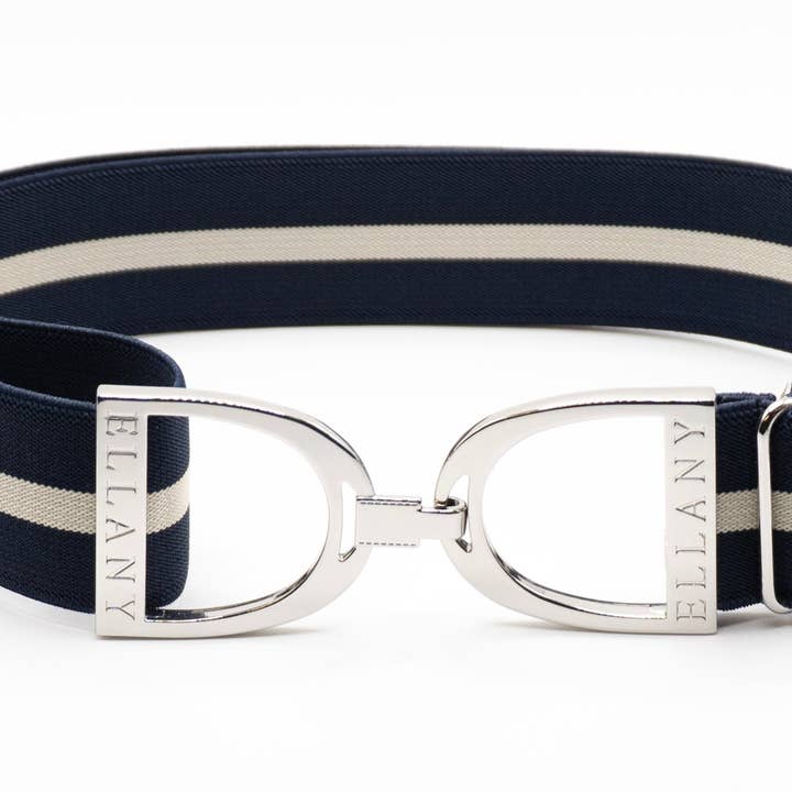 Blueberries & Cream- 1.5" Silver Stirrup Elastic Belt for wholesale by Huston x Ellany