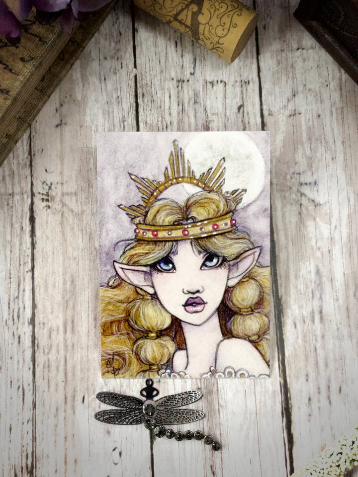 Sun Queen Feeënfee ACEO Fantasy Print voor wholesale door Faeries of Glittering Glen