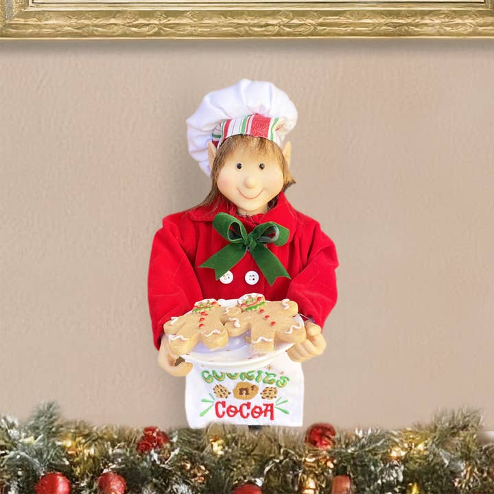 Santa’s Workshop Inc. - Wholesale Christmas Decoration - 12" Cookies & Cocoa Elf