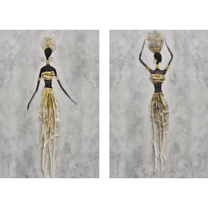 Imagem pintada à mão “Retrato da África - Conjunto de 2 peças 40x60" por atacado de AGAVE S.R.L.