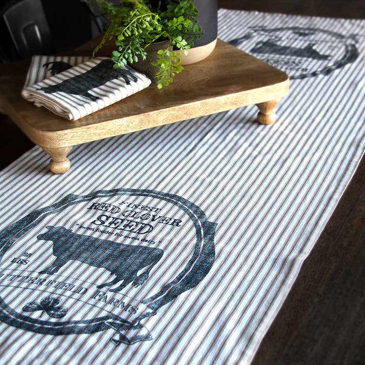 Heritage Lace - Wholesale Table Runner - Butterfield Farms Ticking Stripe 20x54 Cotton Table Runner 2