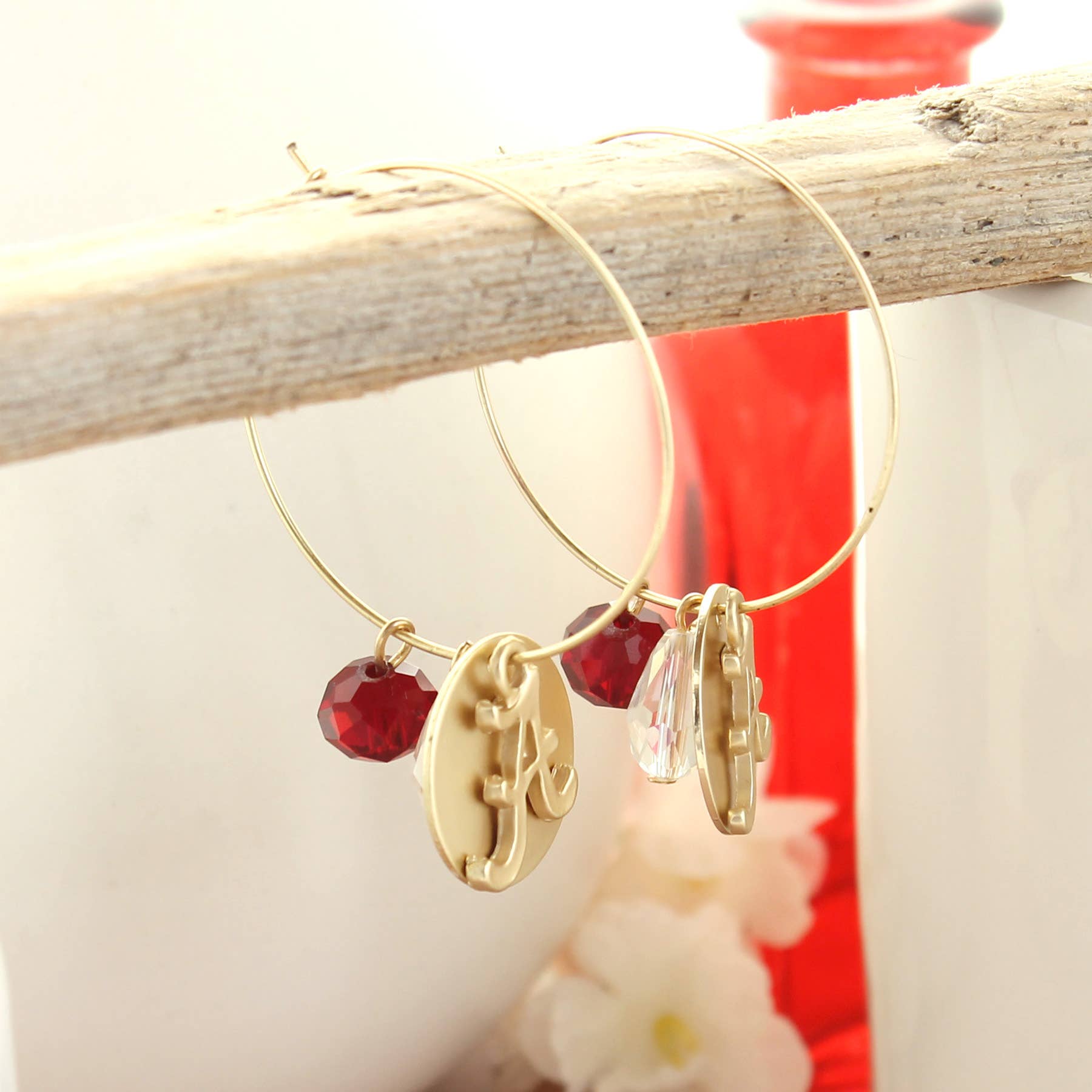 Seasons Jewelry - Wholesale Hoop Earrings - Alabama Matte Gold Logo Hoop Earrings1