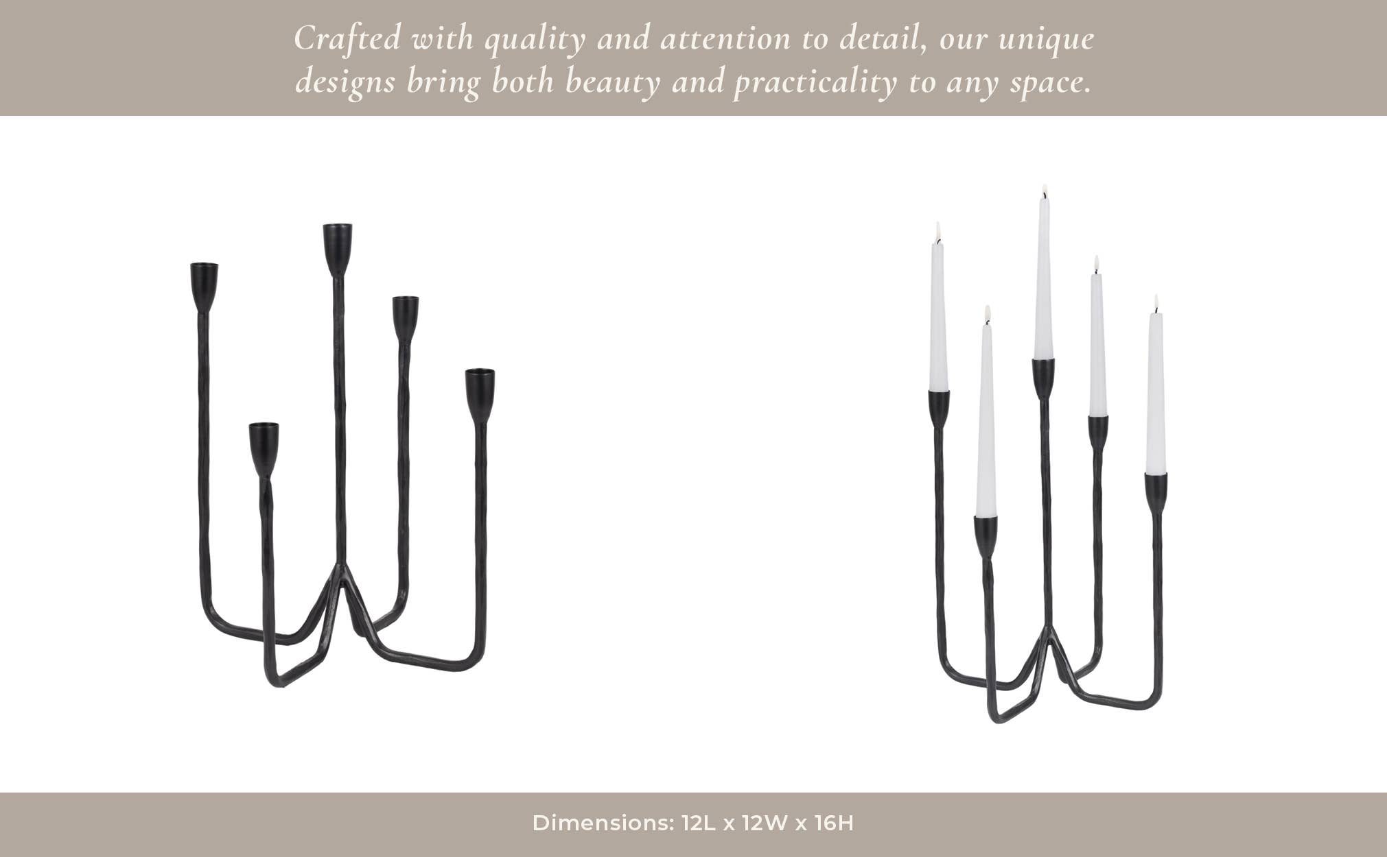 Sagebrook Home - Wholesale Candle Holder - Metal Forged 5-Taper Candle Holder - Black, 16 in.11