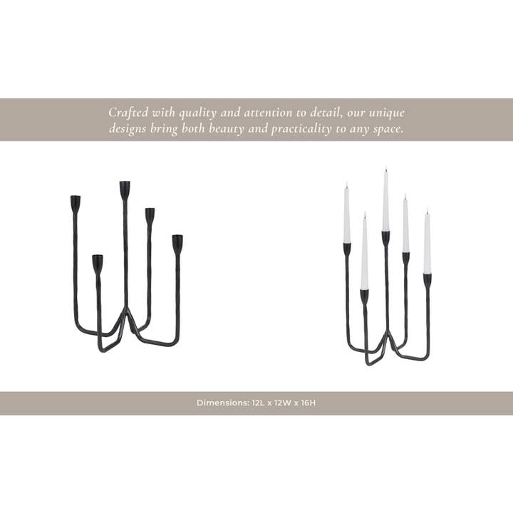 Sagebrook Home - Wholesale Candle Holder - Metal Forged 5-Taper Candle Holder - Black, 16 in.11