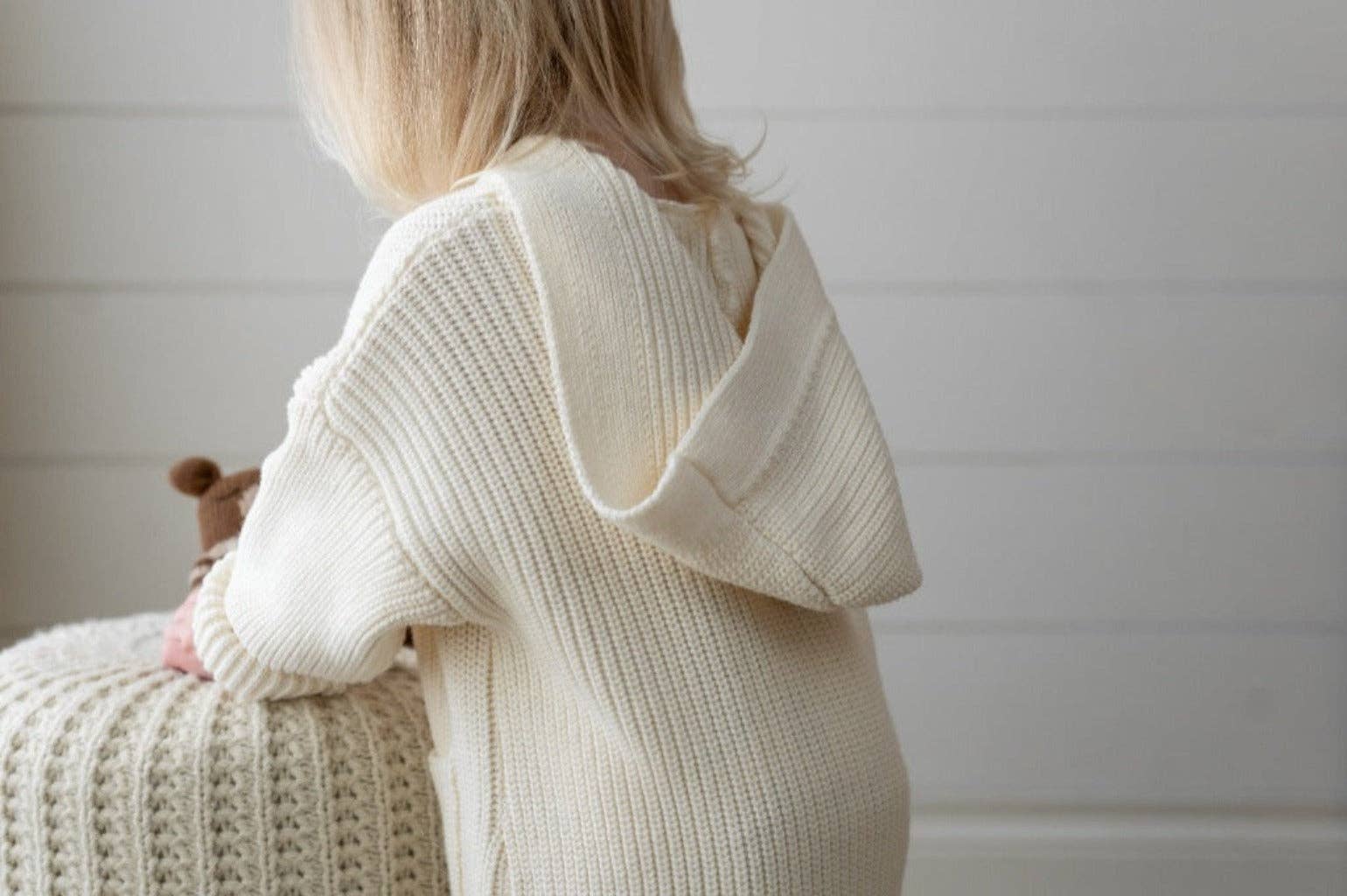 Yooushi - Wholesale Jumpsuit - Baby - Cloud Cream Hooded Knit Playsuit3