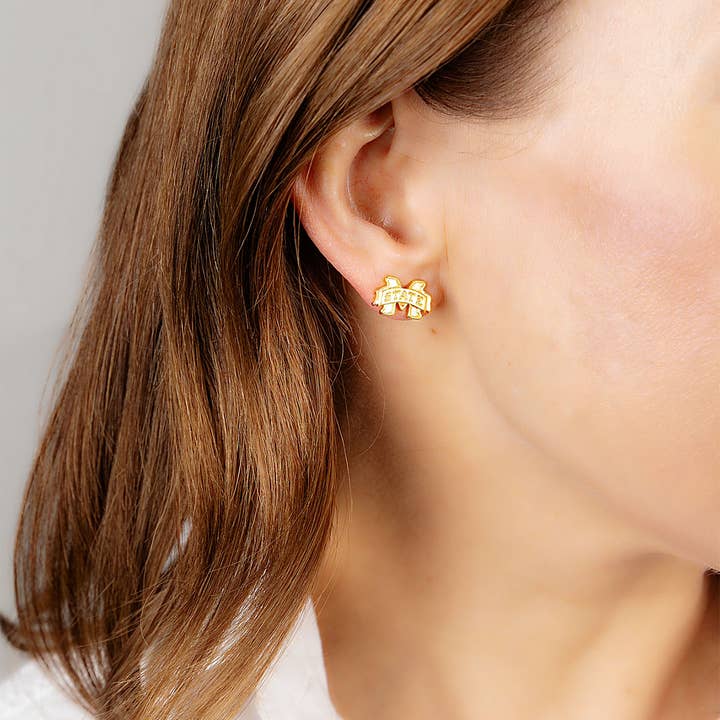 Canvas Style - Wholesale Stud/Post Earrings - Mississippi State Bulldogs 24K Gold Plated Stud Earrings